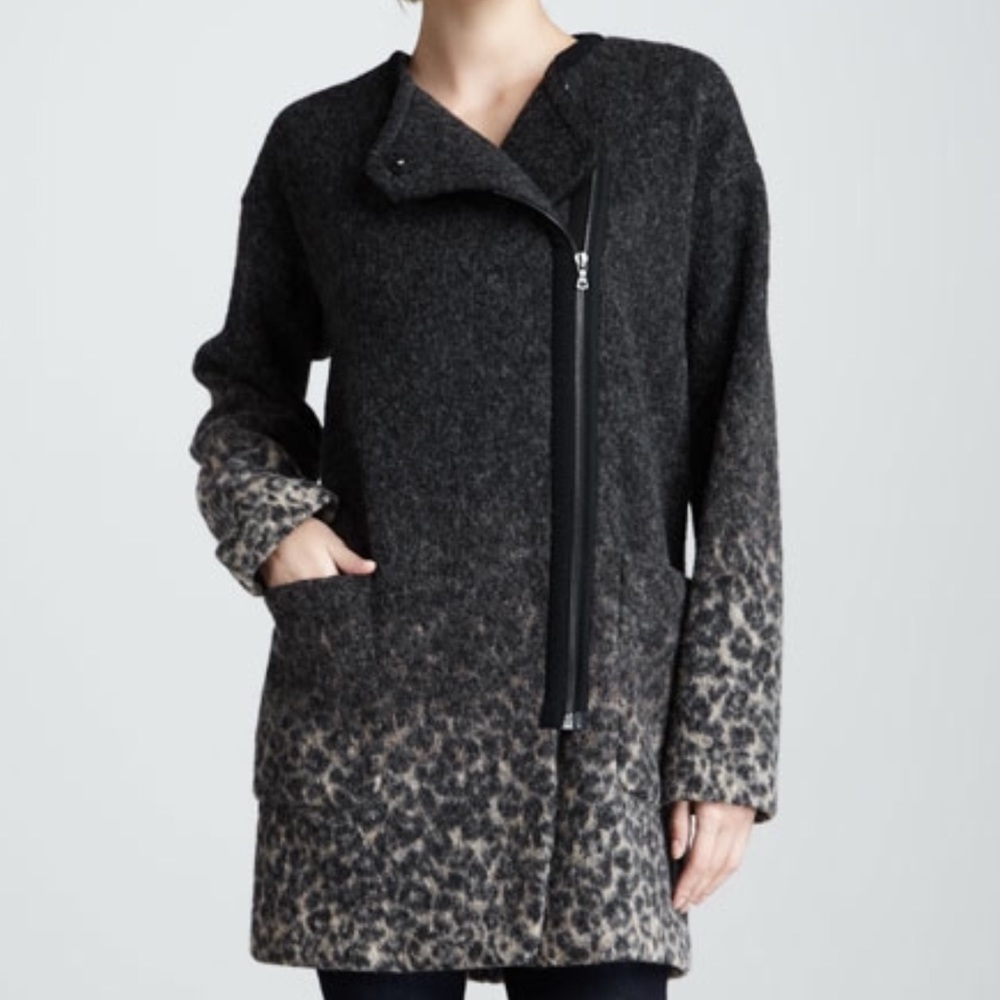 Rebecca Taylor Ombré Leopard Coat Sz M GUC